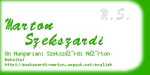 marton szekszardi business card